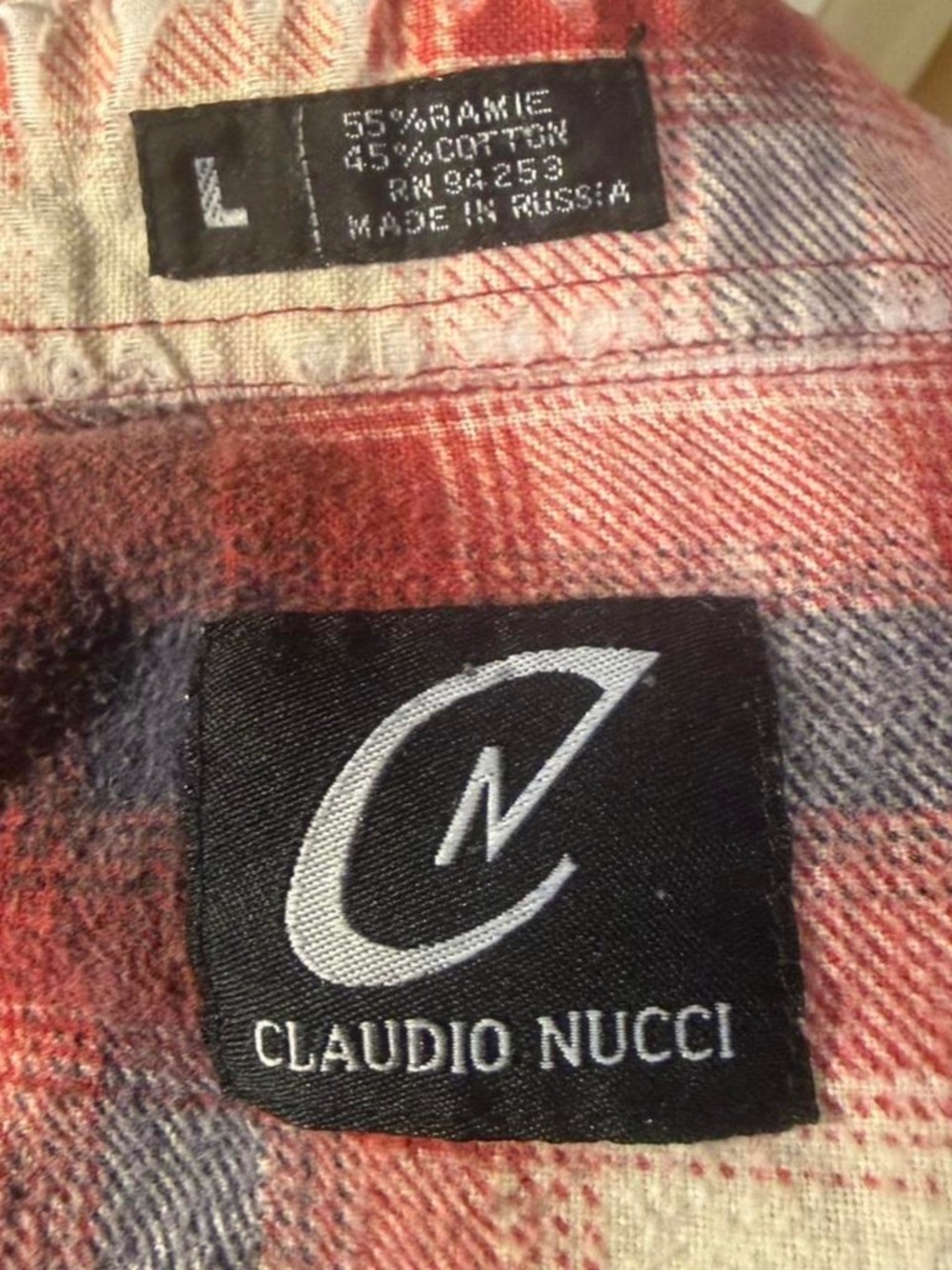Claudio Nucci Vintage Flannel red plaid button up shirt
